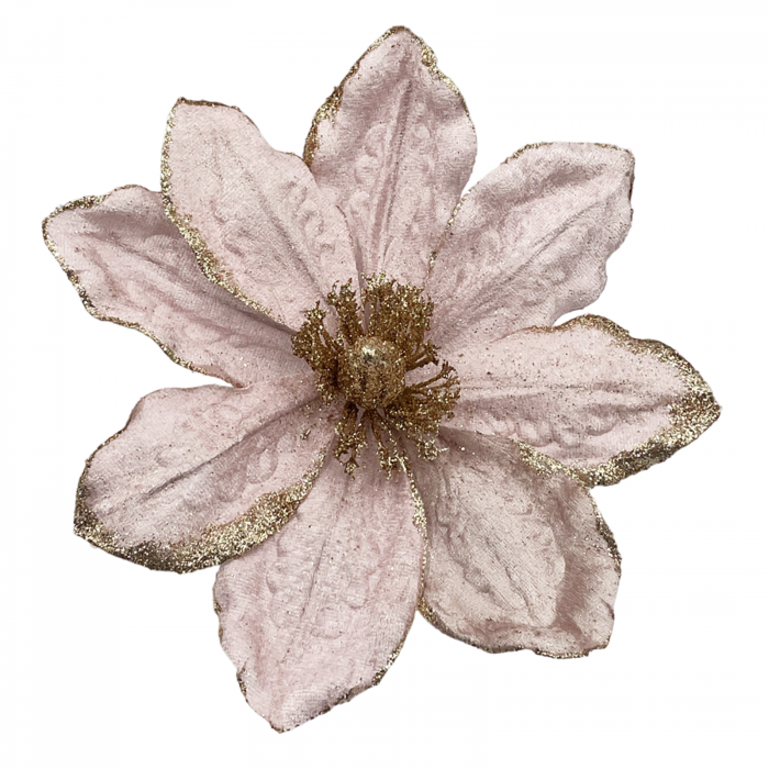 Ornament brad Magnolie BELLE, Roz perlat, 22cm [2]