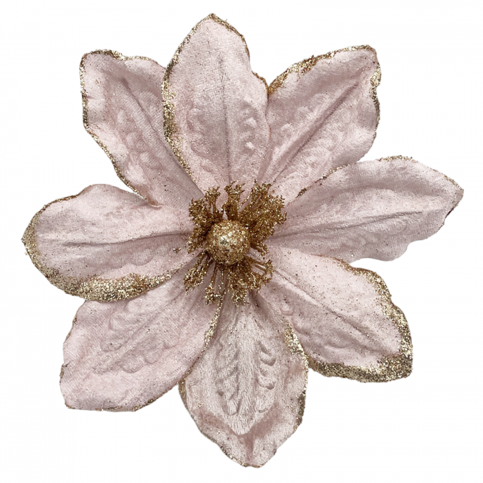 Ornament brad Magnolie BELLE, Roz perlat, 22cm [1]