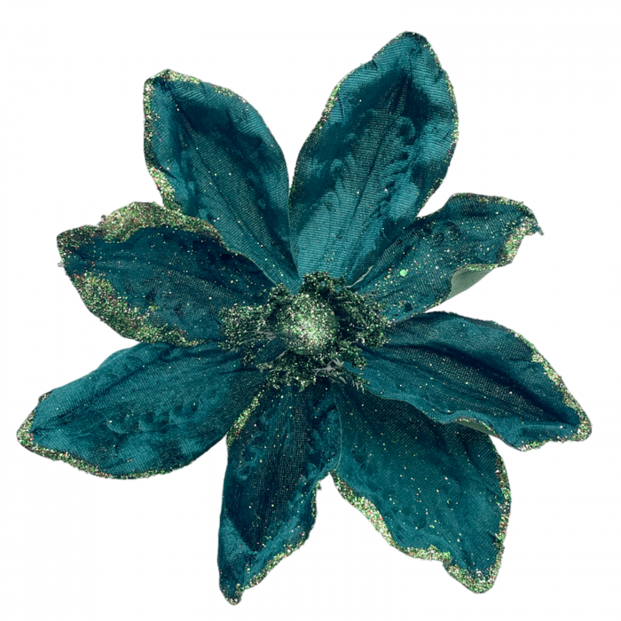 Ornament brad Magnolie GRACE, Albastru verzui, 22cm [1]