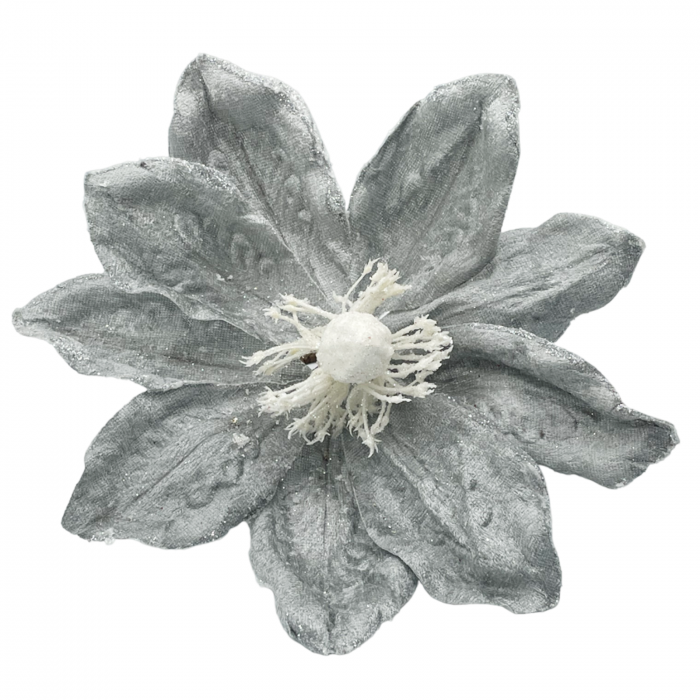 Ornament brad Magnolie GRACE, Gri argintiu, 22cm [1]