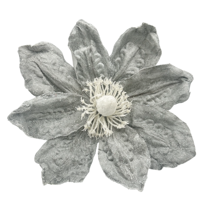 Ornament brad Magnolie GRACE, Gri argintiu, 22cm [1]