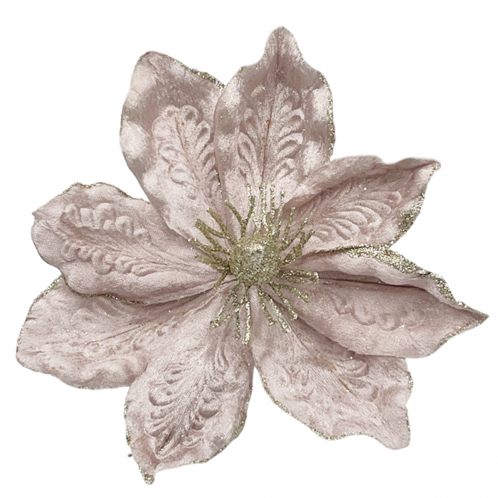 Ornament brad Magnolie GRACE, Roz perlat/ Auriu, 22cm [2]