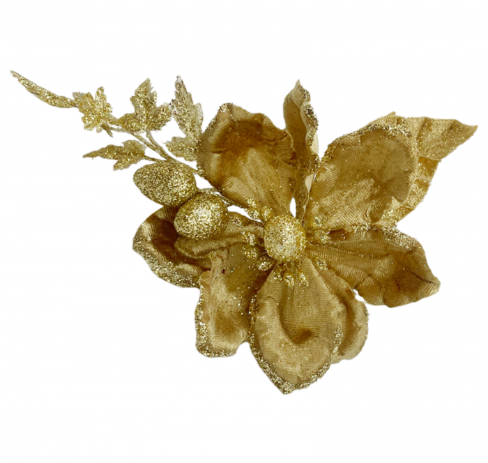 Ornament brad Magnolie NATALIE, Auriu, 12cm [2]