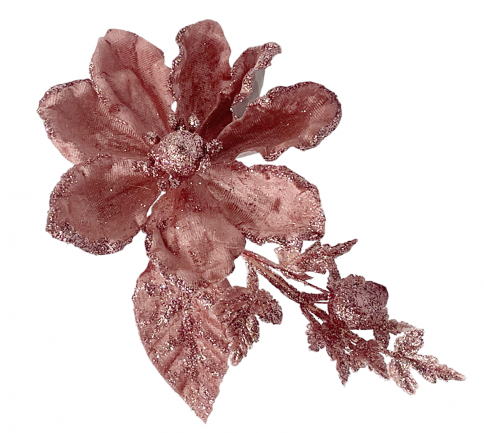 Ornament brad Magnolie NATALIE, Roz prafuit, 12cm [2]