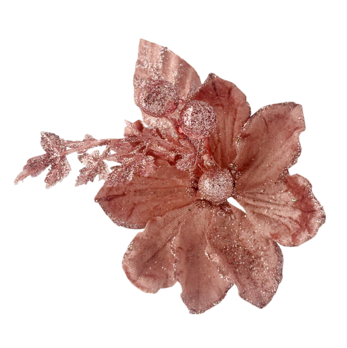 Ornament brad Magnolie NATALIE, Roz prafuit, 12cm [2]