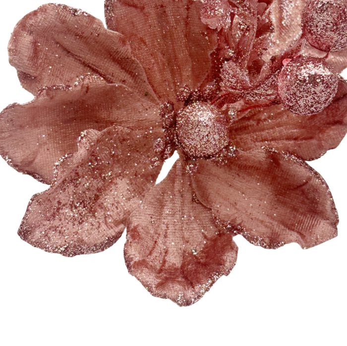 Ornament brad Magnolie NATALIE, Roz prafuit, 12cm [3]