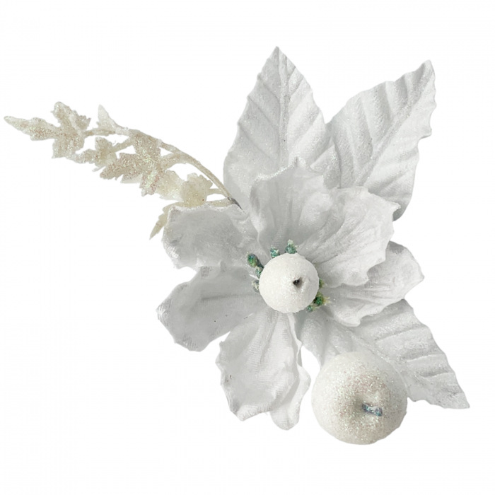 Ornament brad Magnolie NOELLE, Alb, 20cm [1]