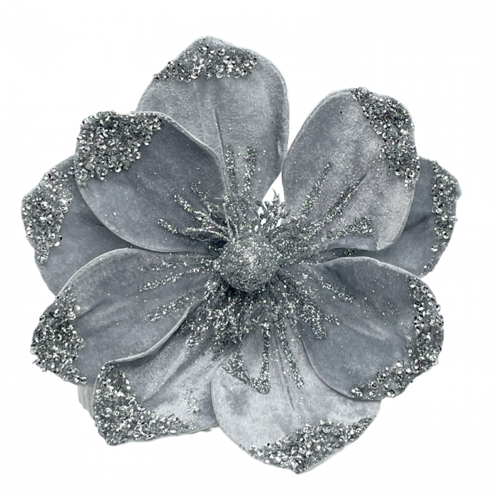 Ornament brad Magnolie ROYAL, Gri argintiu, 25cm [1]