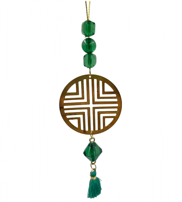 Set 3 Ornamente brad KARA, Verde/ Auriu, 5x12cm [2]