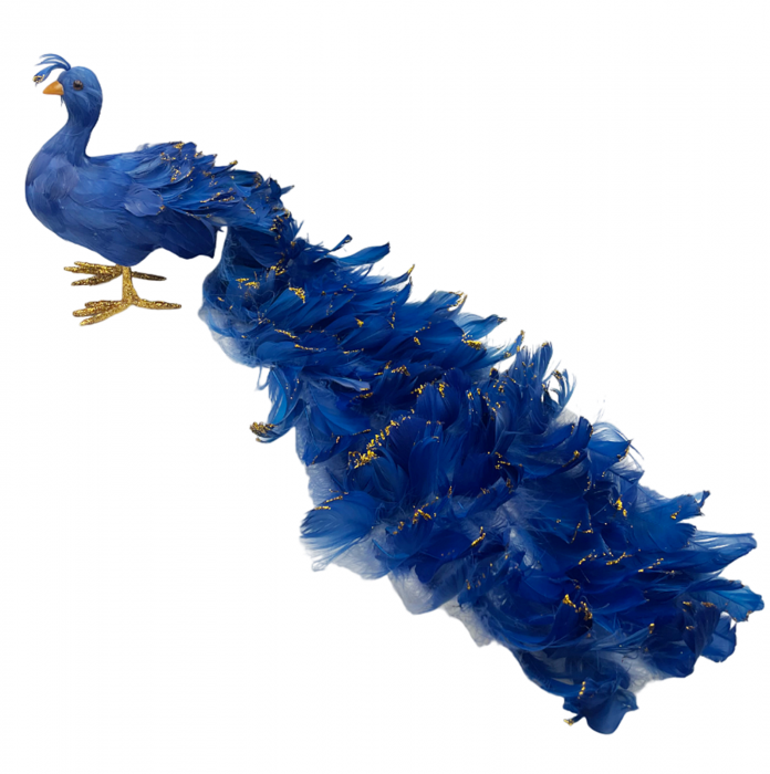 Ornament brad Craciun Paun TWINKLE, Albastru, 40cm [2]