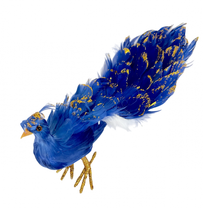 Ornament brad Craciun Paun TWINKLE, Albastru, 40cm [1]