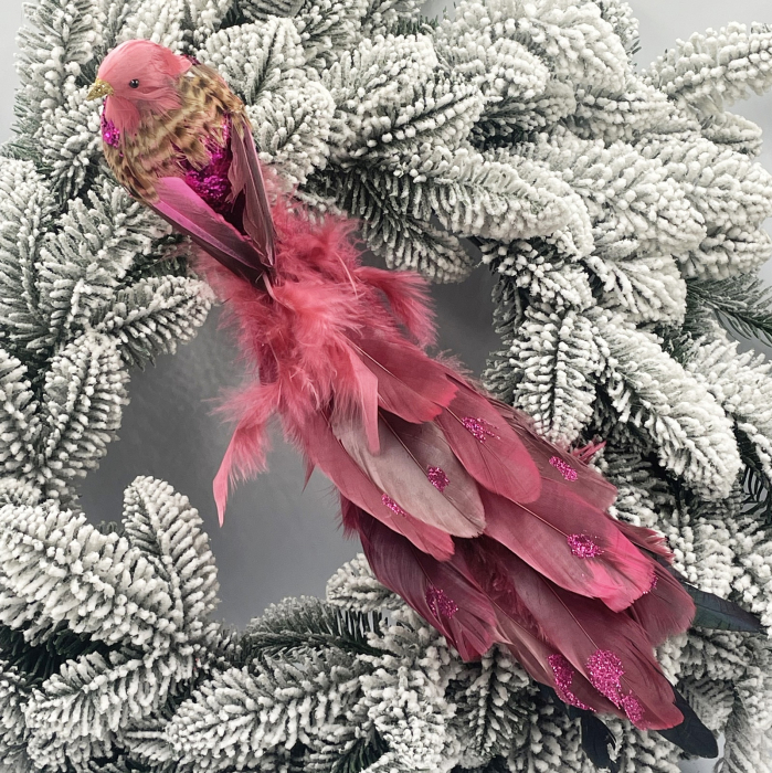 Ornament brad Craciun Pasare LIZZY, Fuchsia , 40cm [2]