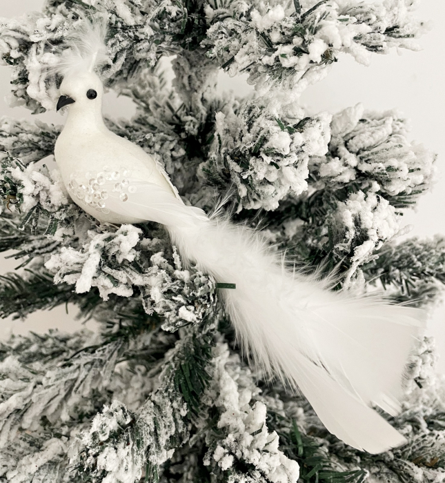 Ornament brad Pasare MAGGIE, Alb, 22cm [1]