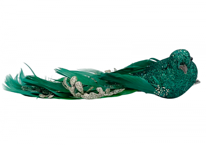 Ornament brad Pasare MARLEY, Verde turcoaz, 20cm [1]