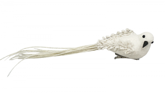 Ornament brad Pasare NATALE, Alb, 25cm [1]