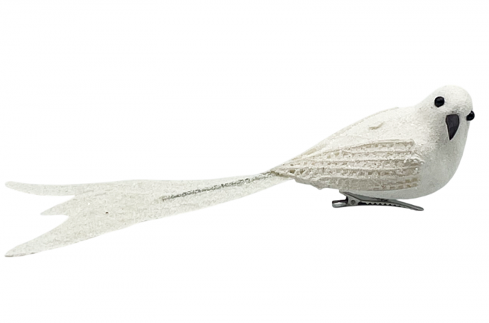 Ornament brad Pasare NOELLE, Alb, 20cm [1]