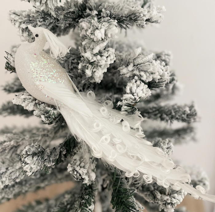 Ornament brad Paun MAJESTY, Alb, 25cm [3]