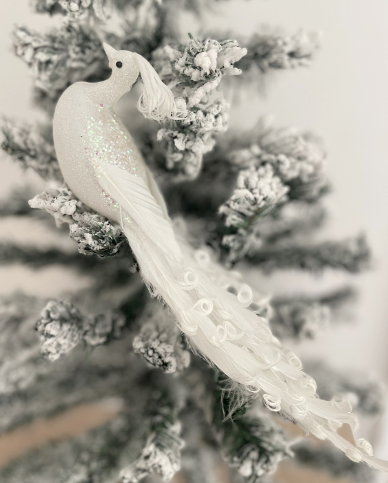 Ornament brad Paun MAJESTY, Alb, 25cm [2]