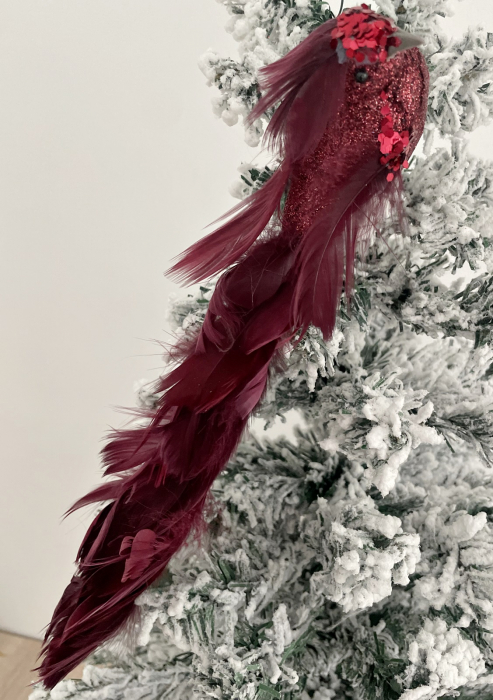 Ornament brad Pasăre PEAKY, Burgundy, 25 cm [1]