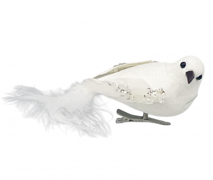 Ornament brad Pasare LISA, Alb, 15cm [1]