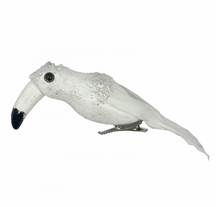 Ornament brad Pasare COCO, Alb, 15cm [1]
