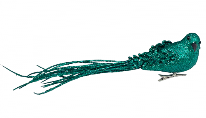 Ornament brad Pasare NATALE, Verde turcoaz, 25cm [1]