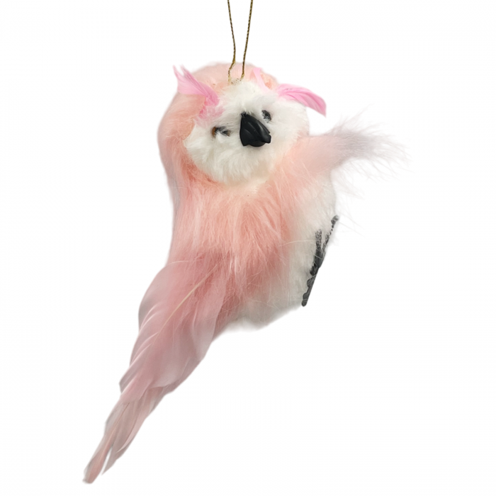 Ornament brad Bufnita MATTY, Roz, 20cm [1]