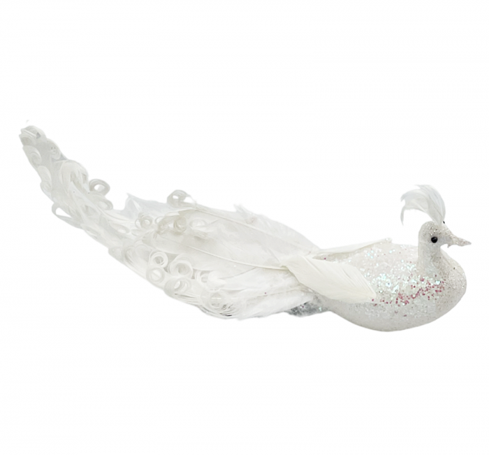 Ornament brad Paun MAJESTY, Alb, 25cm [1]