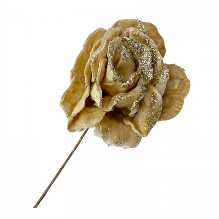 Ornament brad Trandafir VELVET, Sampanie, 10cm [2]