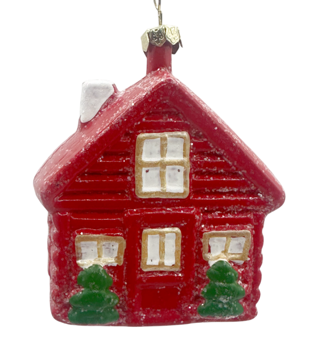 Ornament Casuta rosie JOY - Decoratiune Craciun cu sclipici [1]