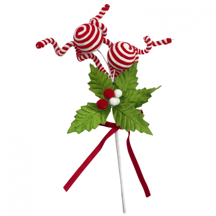Ornament Craciun Acadele CANDY CURLY , Rosu/ Verde, 40cm [1]