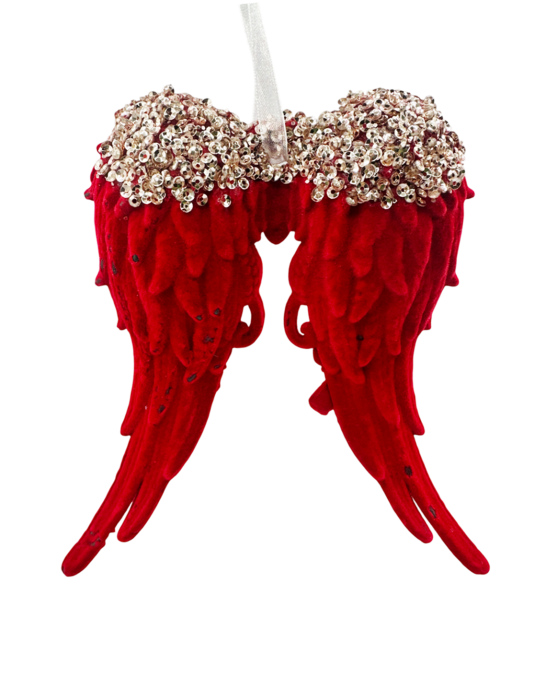 Decoratiune Craciun - Aripi de Inger rosii cu paiete [1]