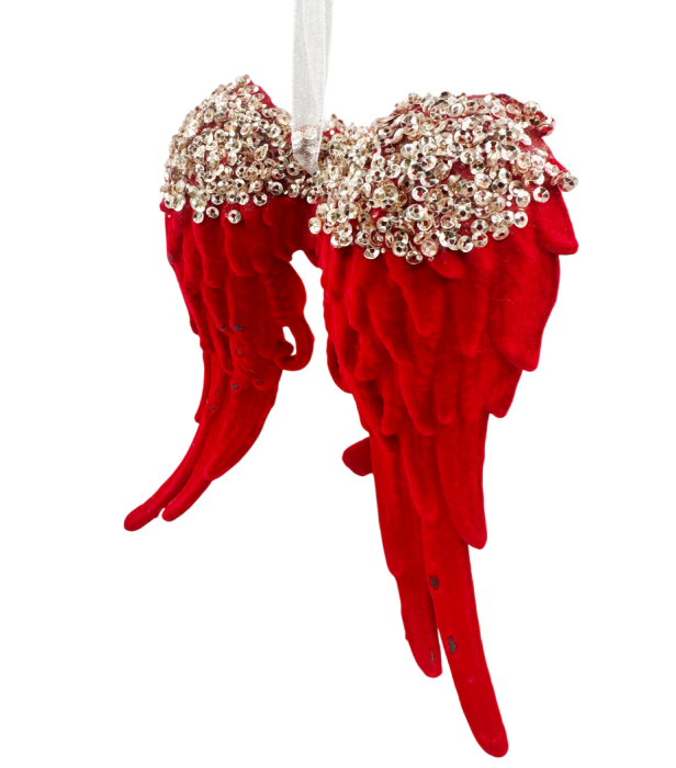 Decoratiune Craciun - Aripi de Inger rosii cu paiete [2]