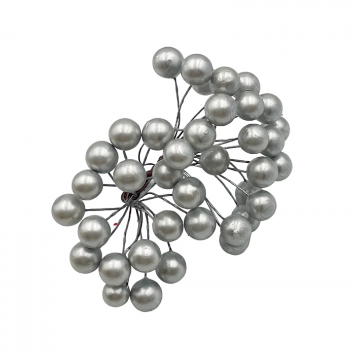Ornament Craciun bobite GLOSSY, Argintiu, 15cm [1]