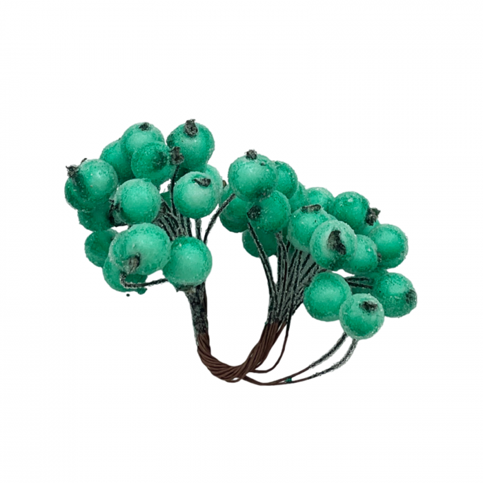 Ornament Craciun bobite BERRIES, Verde turcoaz, 15cm [2]