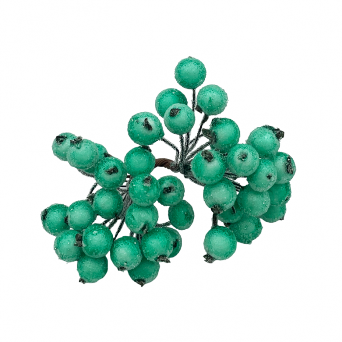 Ornament Craciun bobite BERRIES, Verde turcoaz, 15cm [1]