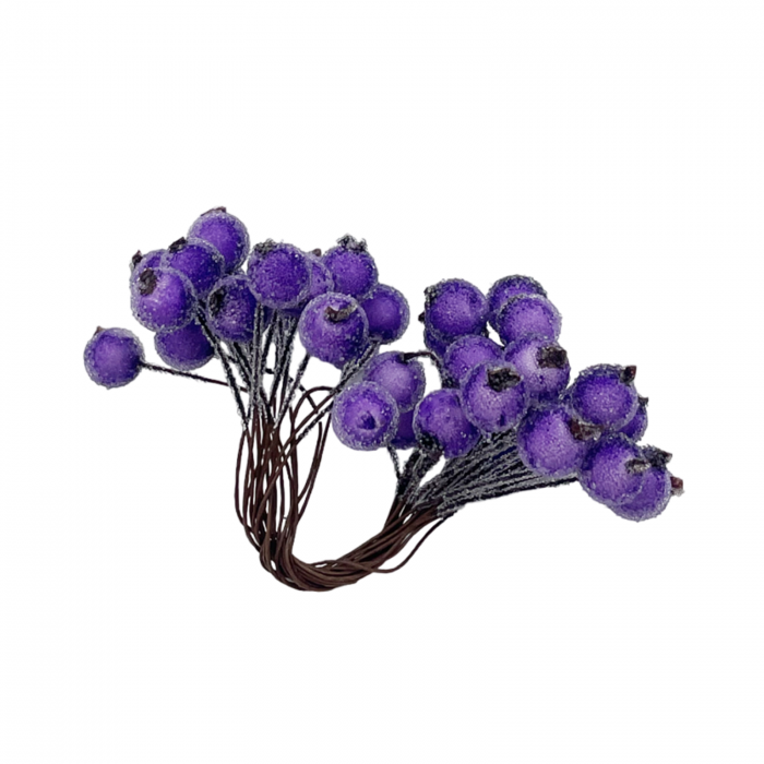 Ornament Craciun bobite BERRIES, Mov, 15cm [2]