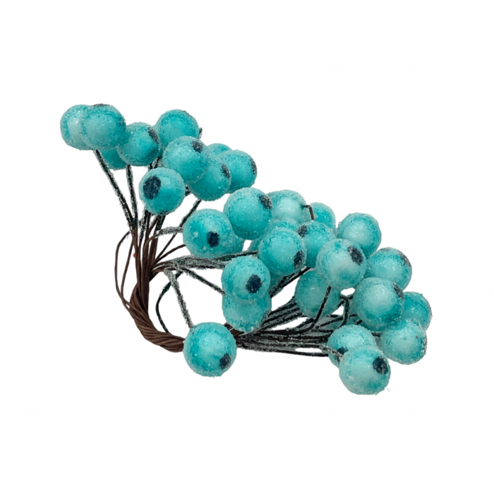 Ornament Craciun bobite BERRIES, Bleu turcoaz, 15cm [2]