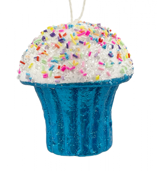 Ornament Craciun briosa MUFFIN, Turcoaz, 10cm [1]
