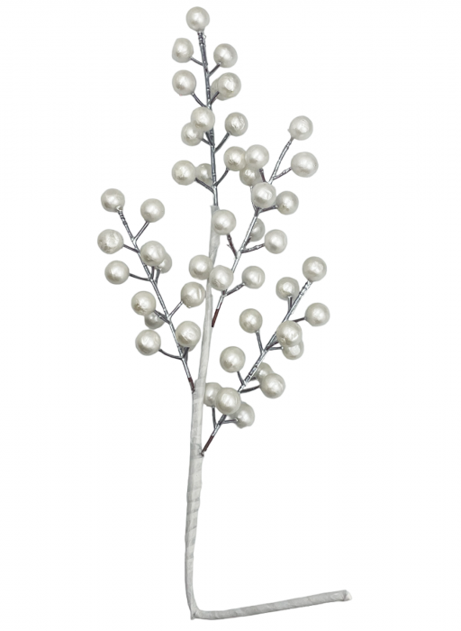 Ornament Craciun PEARL BERRY, Alb, 40cm [1]