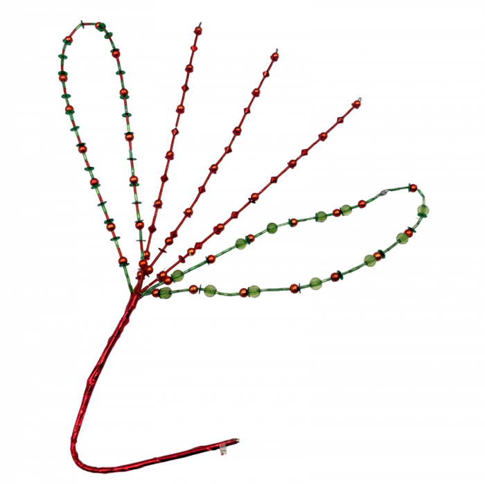 Ornament Craciun Creanga cu margele JOLLY, Rosu/ Verde [1]