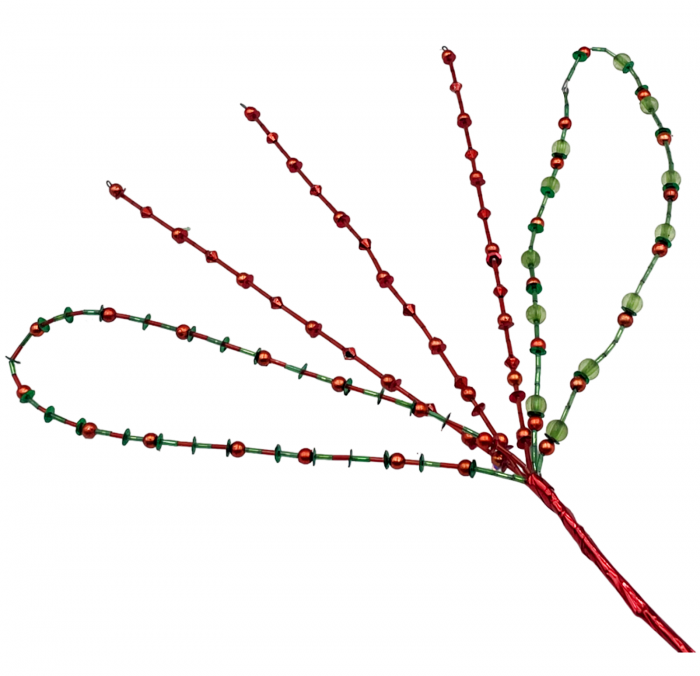Ornament Craciun Creanga cu margele JOLLY, Rosu/ Verde [2]