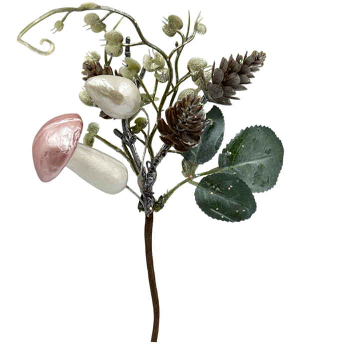 Ornament Craciun cu ciupercuta si conuri PEARL, 28cm [1]