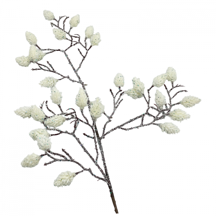 Ornament Craciun cu conuri albe CHILLY, 60cm [1]