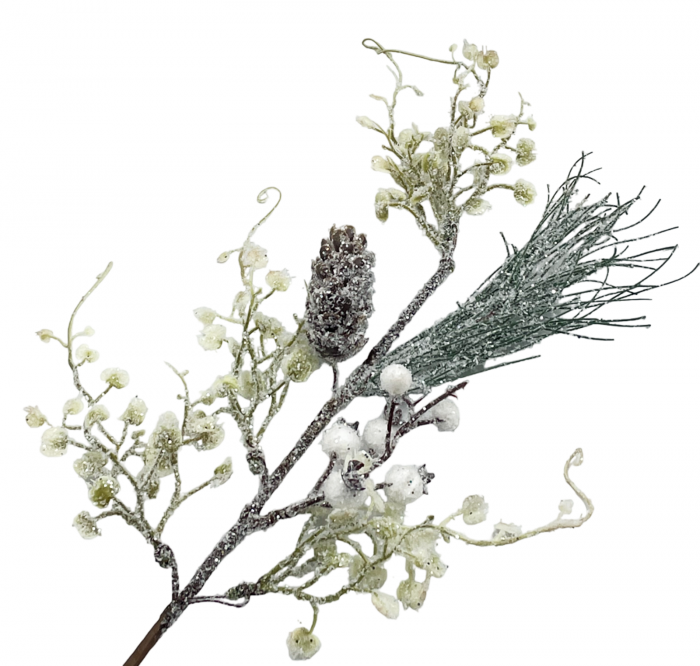 Ornament Craciun cu con si bobite ninse FREEZY, 50cm [1]