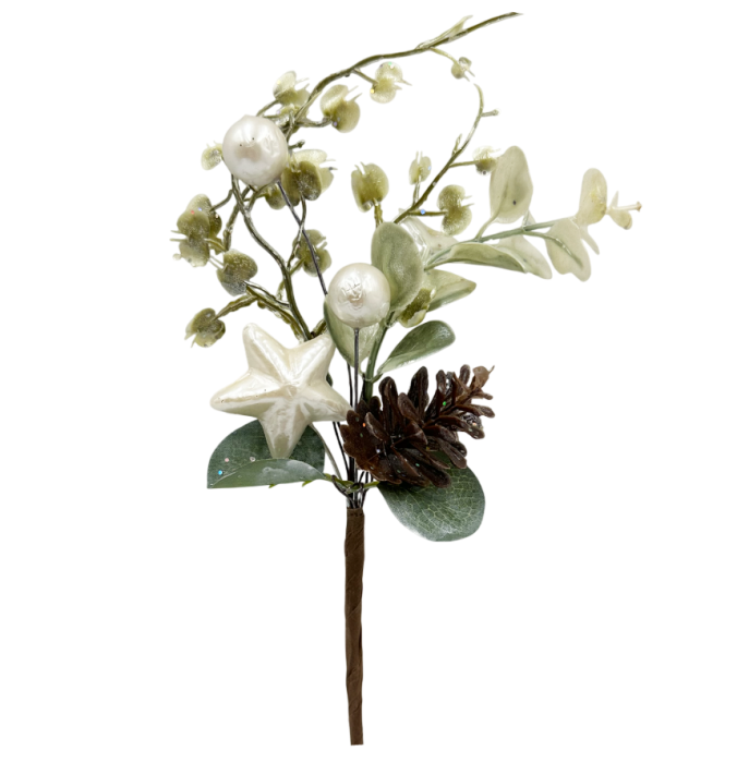 Ornament Craciun cu steluta si con PEARL, 28cm [1]