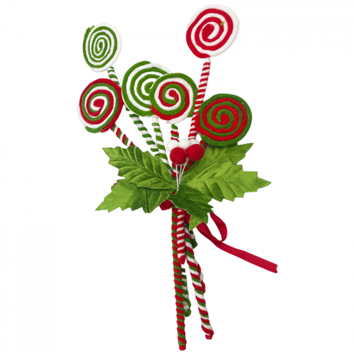 Ornament Craciun Acadele CANDY LOLLIPOP, Rosu/ Verde, 40cm [1]