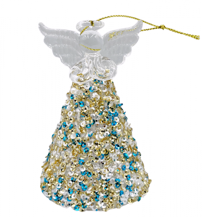 Inger decorativ ELSA, Turcoaz/ Auriu, 10cm [1]