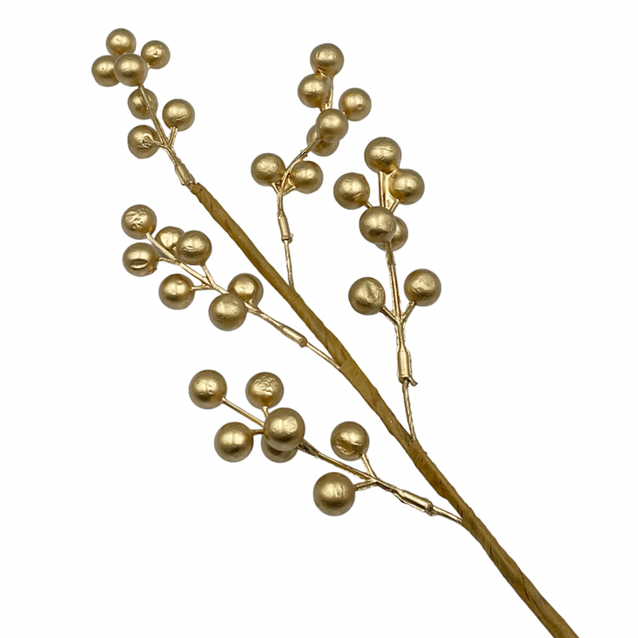 Ornament Craciun cu bobite BERRY, Auriu, 42cm [1]