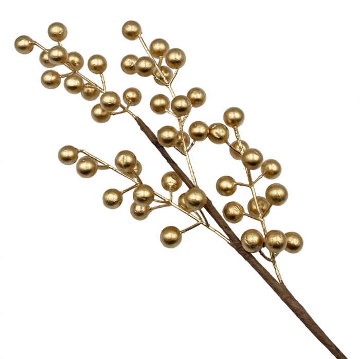 Ornament Craciun PEARL BERRY, Auriu, 50cm [1]
